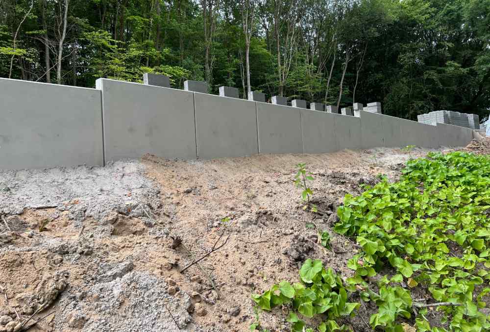 Pose mur soutènement près de Maubeuge